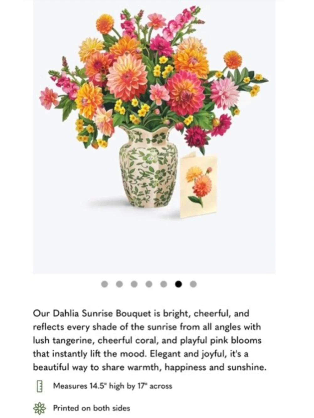 Paper Flowers 3 for 15 SALE CLEARANCE Freshcut Dahlia Sunrise Bouquet